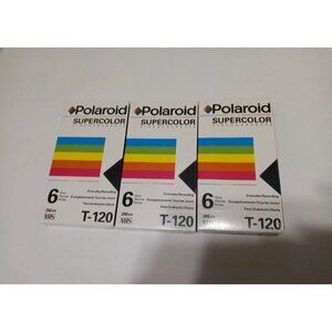 Lot of 3 Polaroid T-120 Supercolor Blank Video VHS Tapes New Sealed 6 Hours